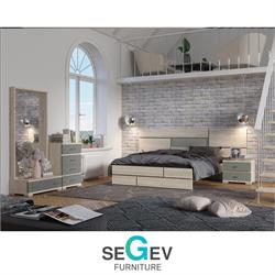 חדר שינה  קומפלט בשילוב 2 צבעים עם ראש מיטה רחב דגם גלרי  שגב עיצובים