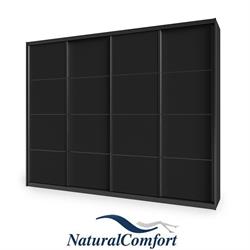 ארון הזזה 4 דלתות לפי מידה מאורך 3 מטר עד 3.5 מטר עם מסגרת אלומיניום בצבע  שחור דגם  דארק