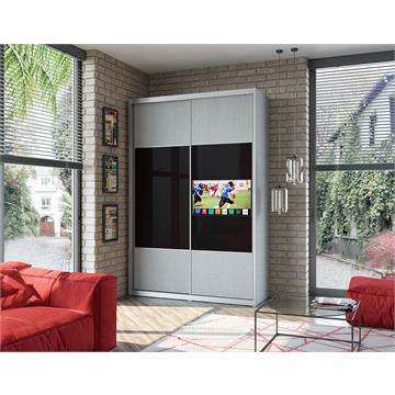 ארון טלוויזיה 2 דלתות באורך 1.6 מטר עם מסגרת אלומיניום בשילוב זכוכית כולל טלוויזיה 32 אינץ חכמה 